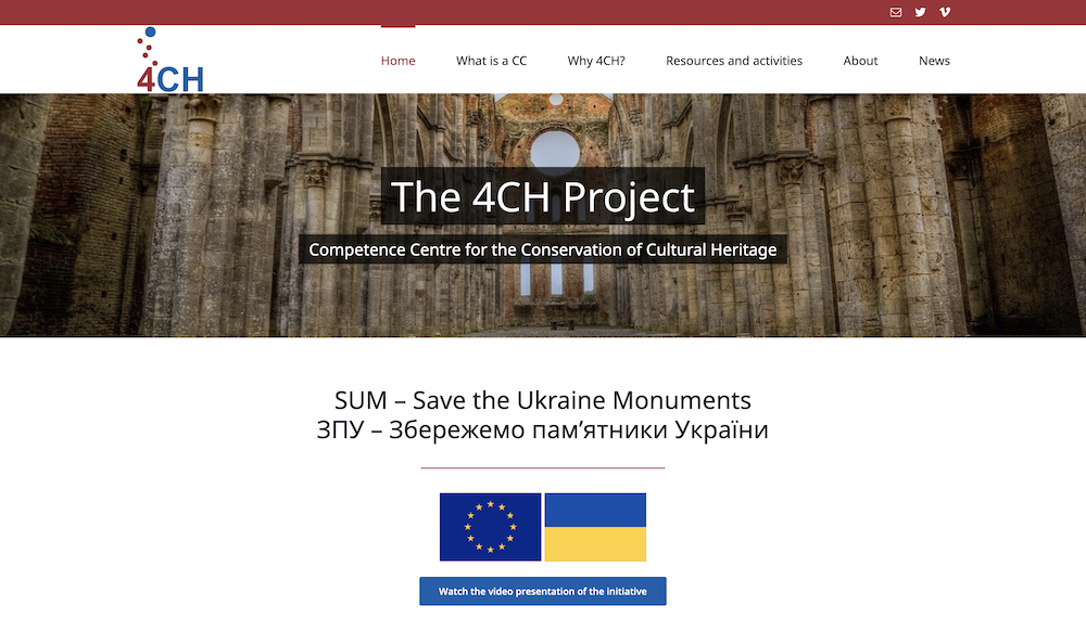 Screenshot del sito internet realizzato per il progetto europeo 4CH.